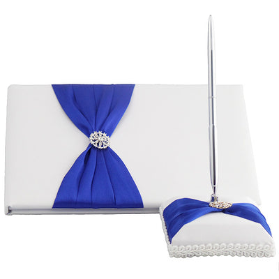 Pearlized White Wedding Guest Book with Pen