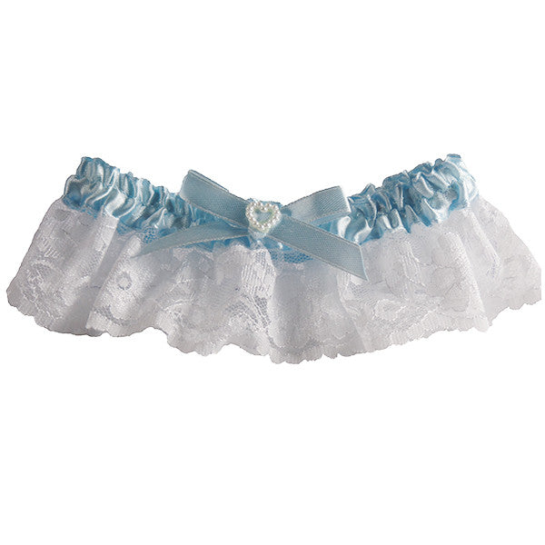 Something Blue White Lace Wedding Garter with Pearls – Gifts Are Blue