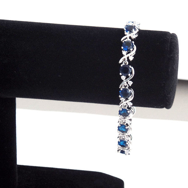 silver bracelet with blue stone