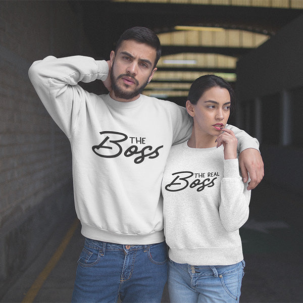 The Boss and Real Boss Couple Shirts, Matching Tees for Couples - Available As Tshirts, Hoodies, Sweatshirts & Long Sleeve Tee, Sizes Xs-6xl, Long