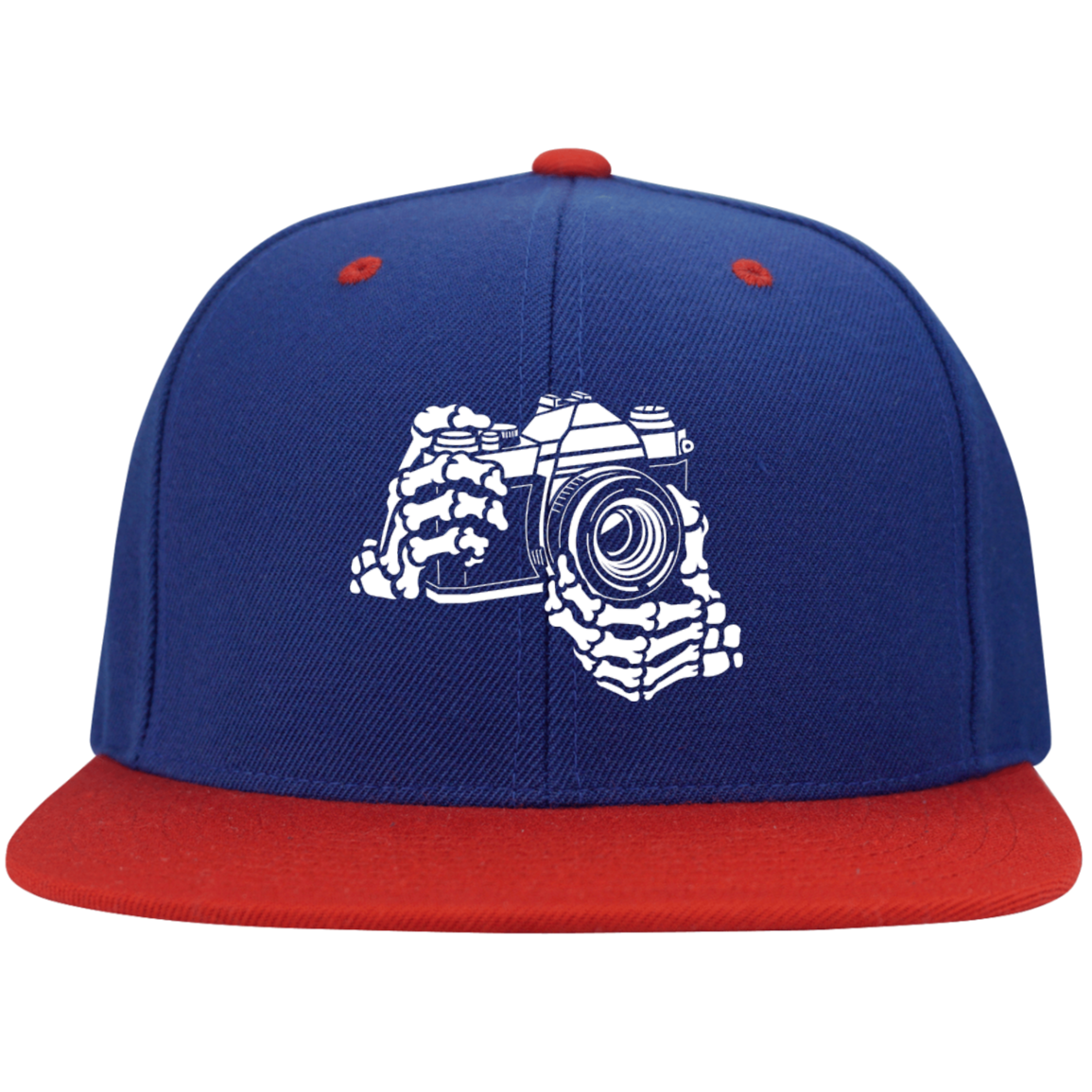 Skeleton Hands 35mm SLR Flat Bill High-Profile Snapback Hat