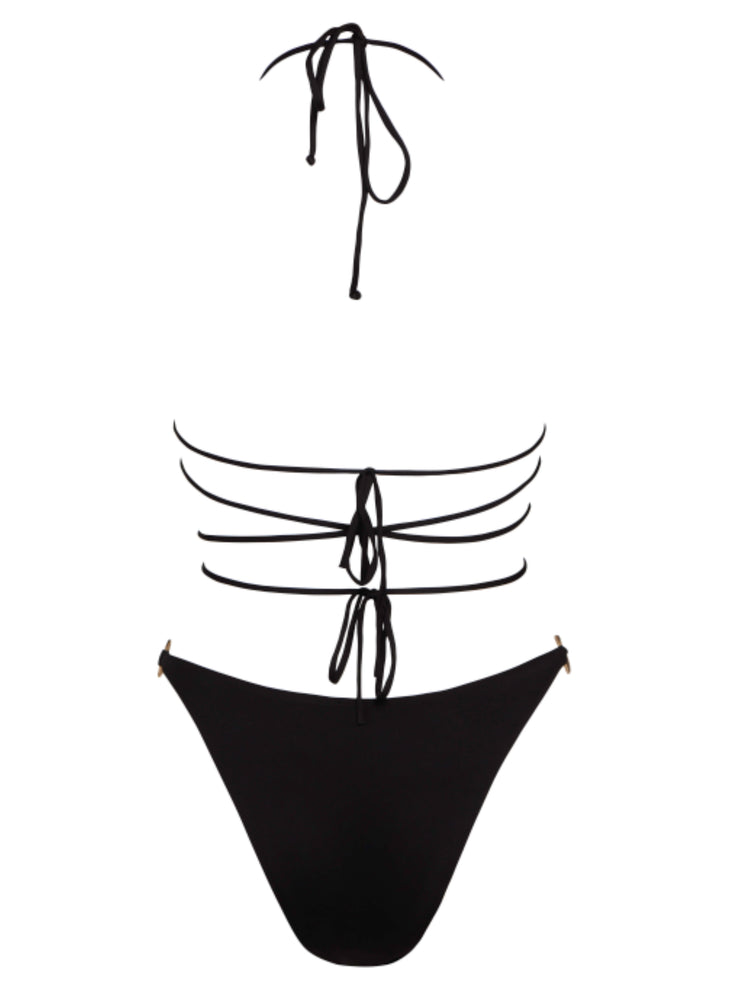 Girl on Fire Black Criss Cross Bikini Top