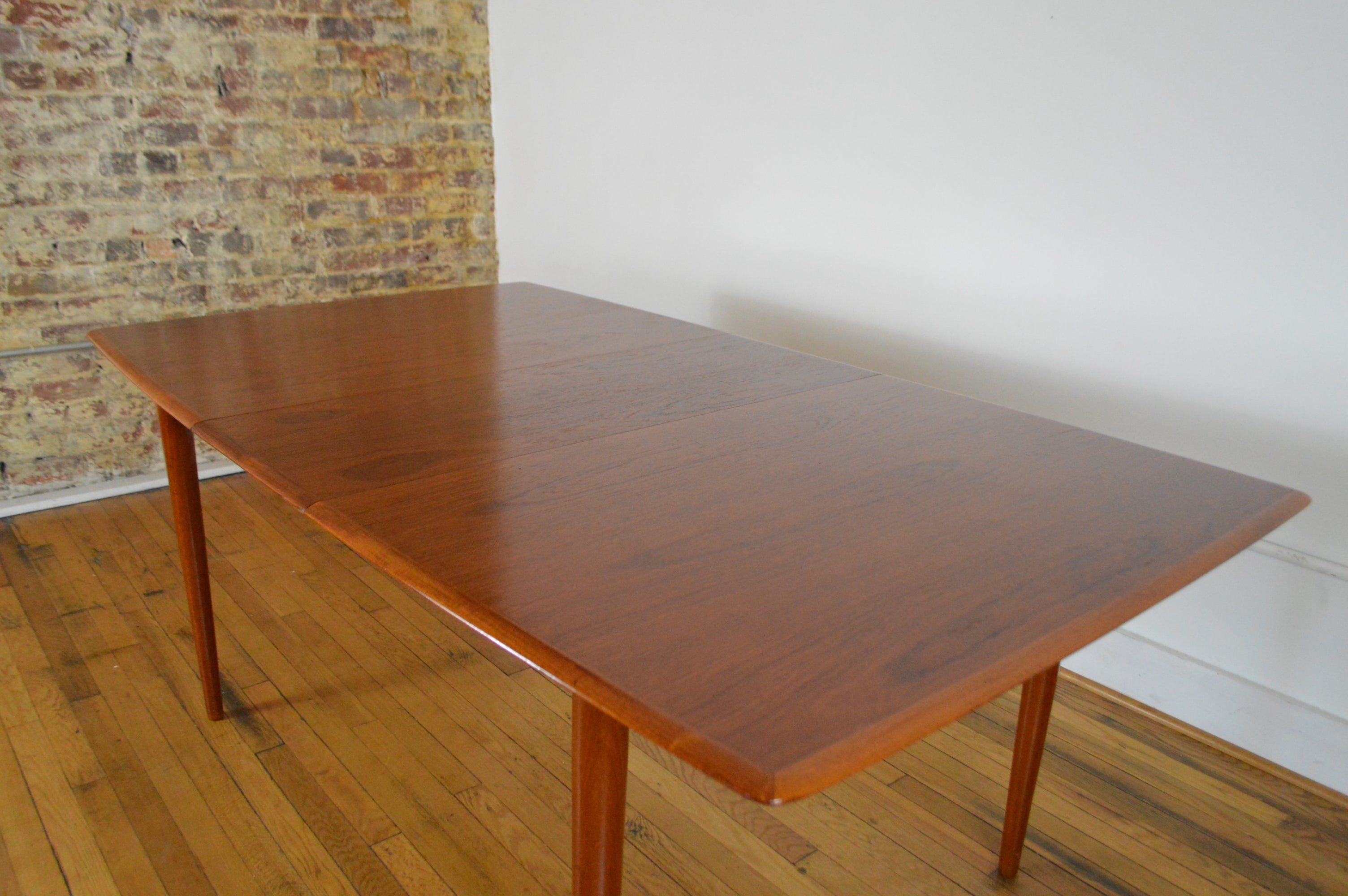 Excellent Danish Modern Teak Dining Table With Self Storing Extension Galaxiemodern