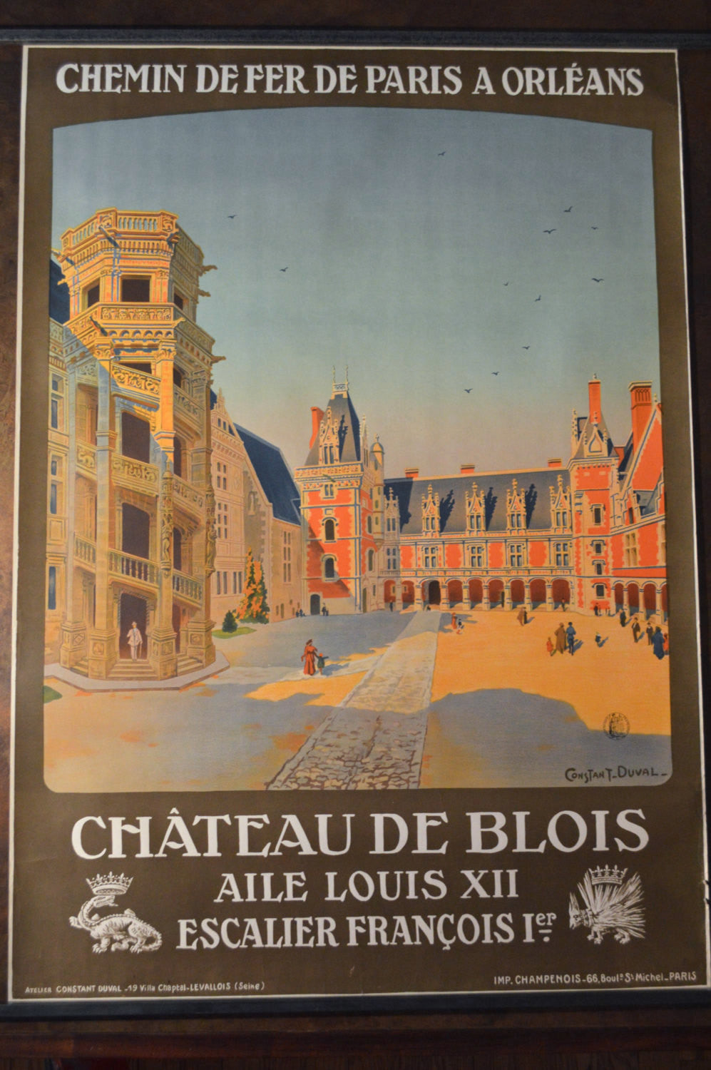 Art Deco French Travel Poster Chateau De Blois Renaissance Castle Galaxiemodern