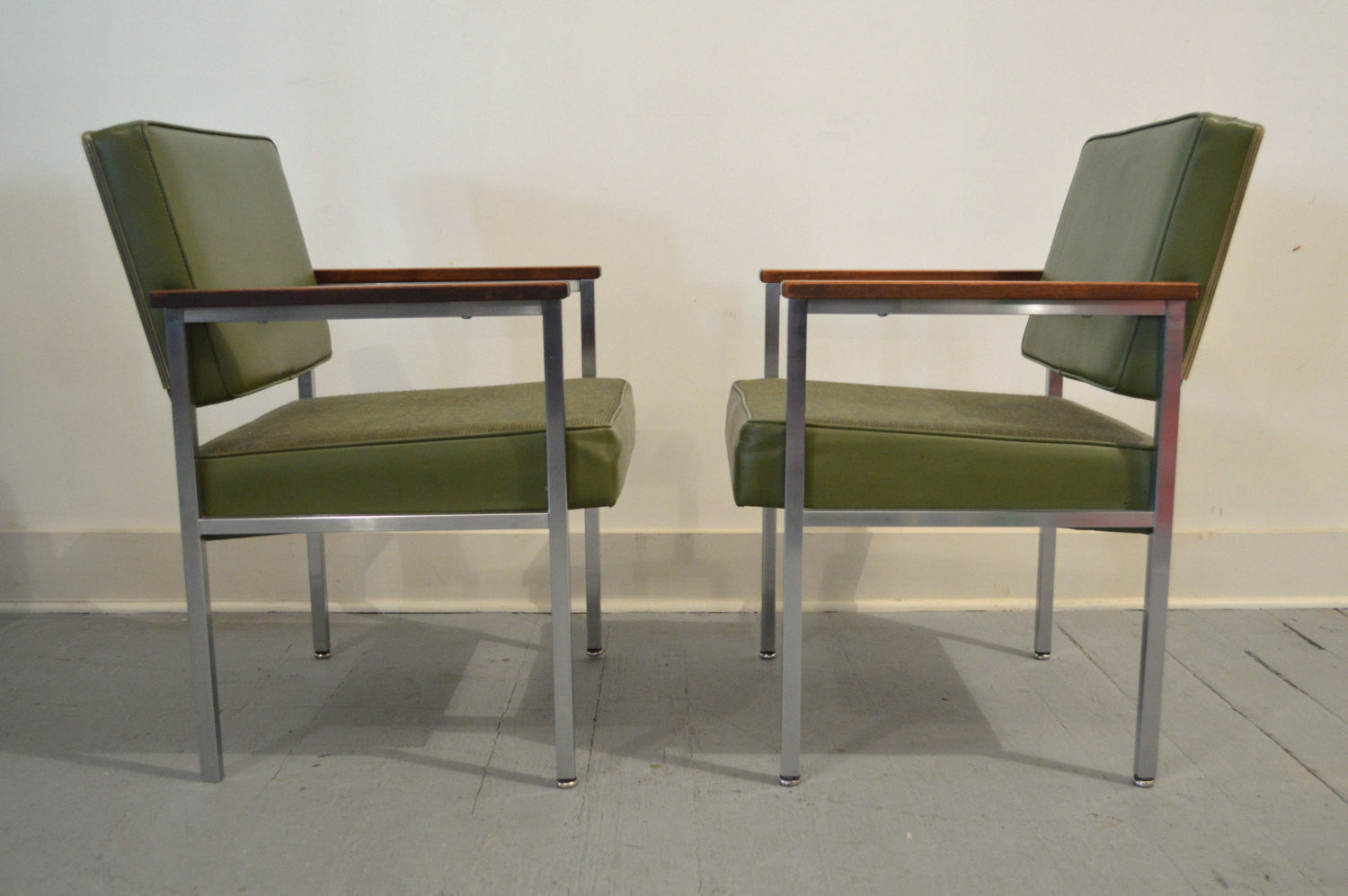 set of two vintage mid century office chairs in greenall steel set of two vintage mid century office chairs in greenall steel