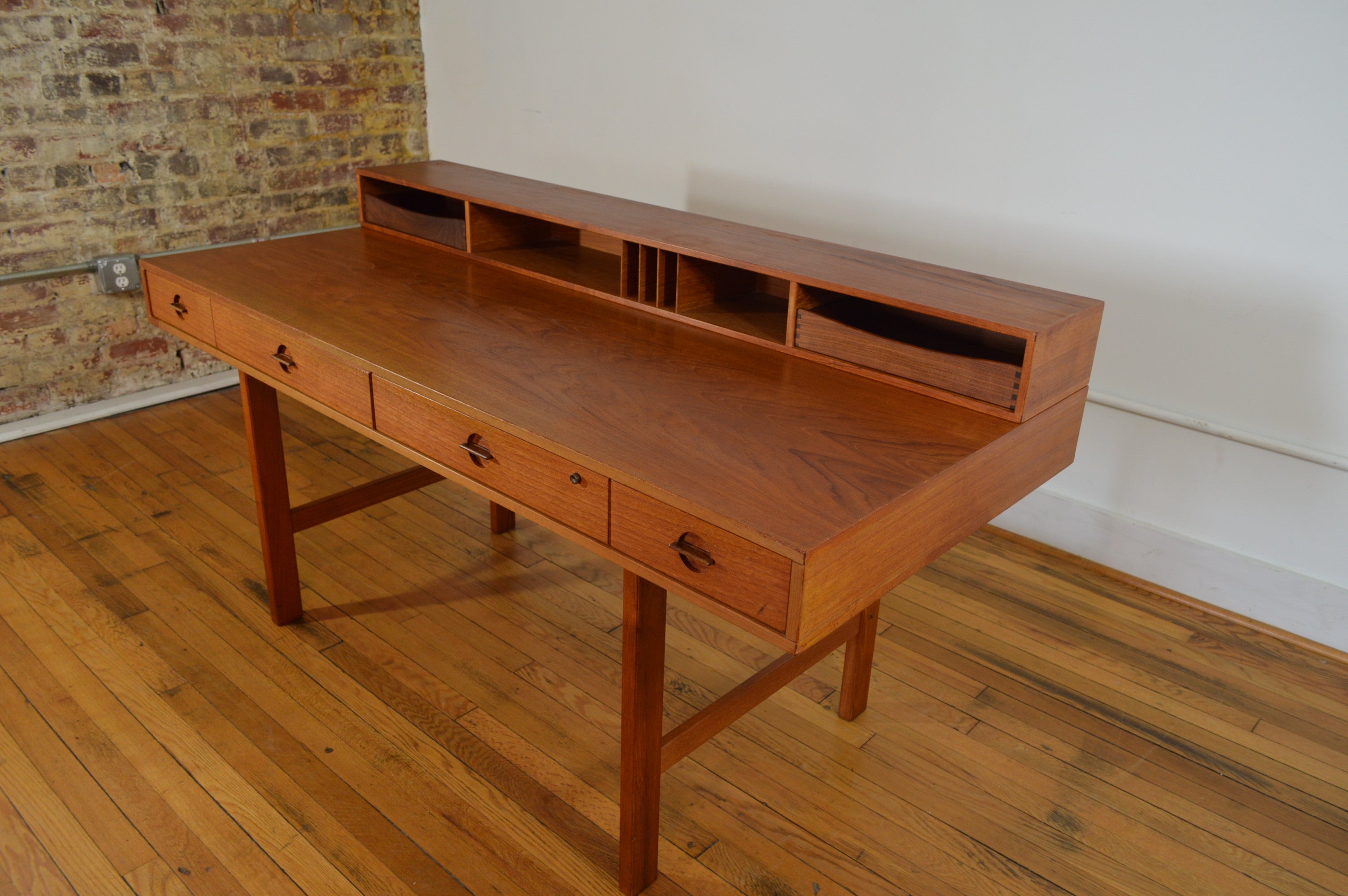 Peter Lovig Nielsen Danish Teak Flip Top Desk Galaxiemodern