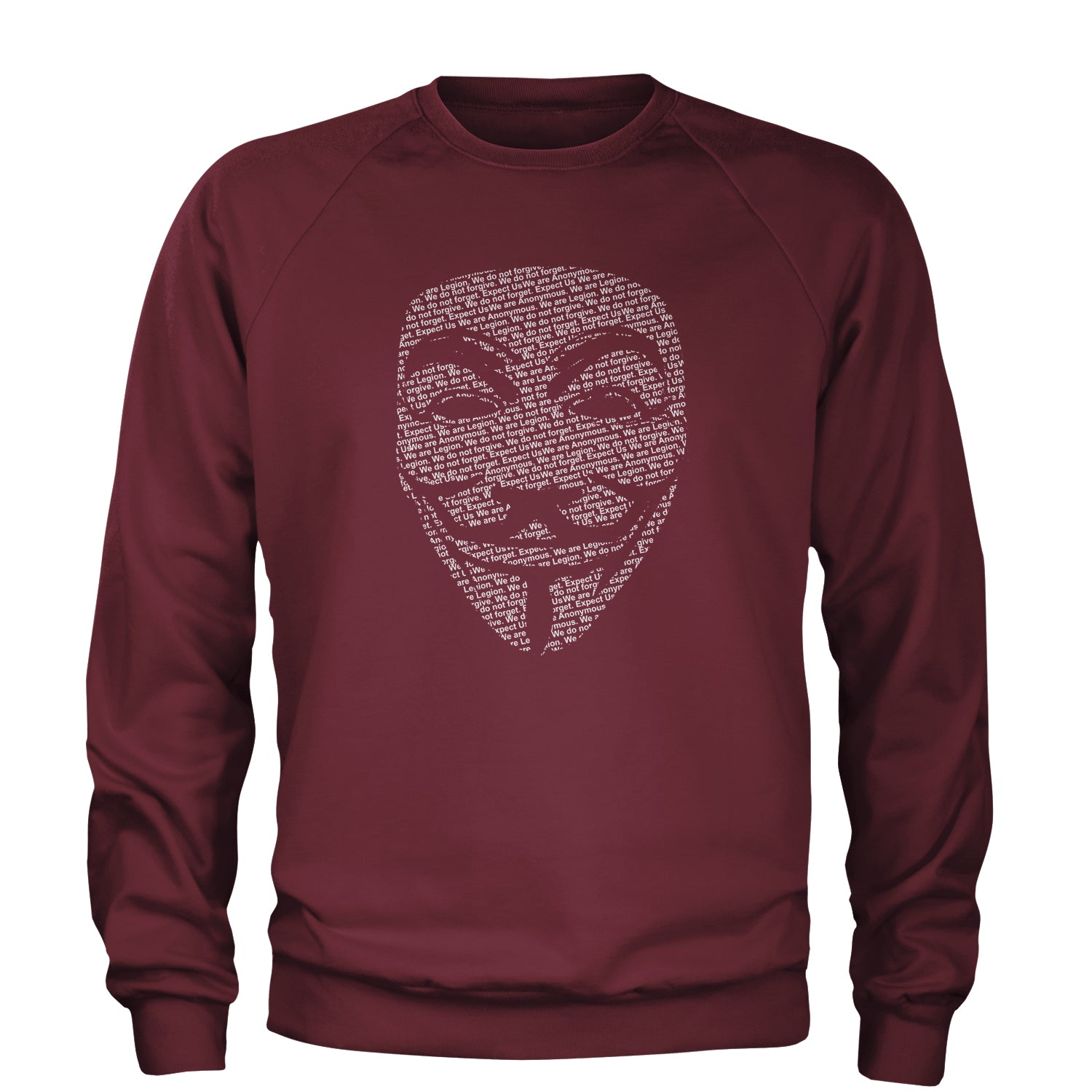 V For Vendetta Anonymous Mask Adult Crewneck Sweatshirt Expression Tees