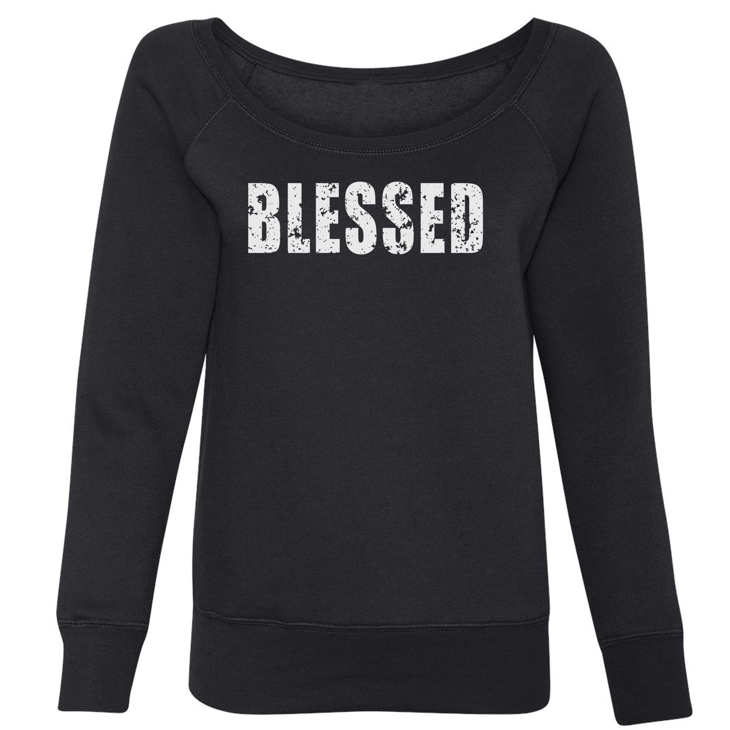 Blessed Religious Grateful Thankful Slouchy Off Shoulder Oversized Sweatshirt