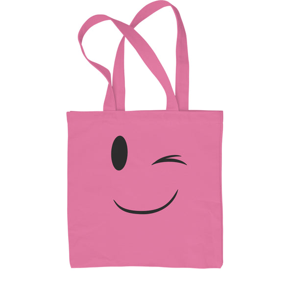 Emoticon Winking Smile Face Shopping Tote Bag