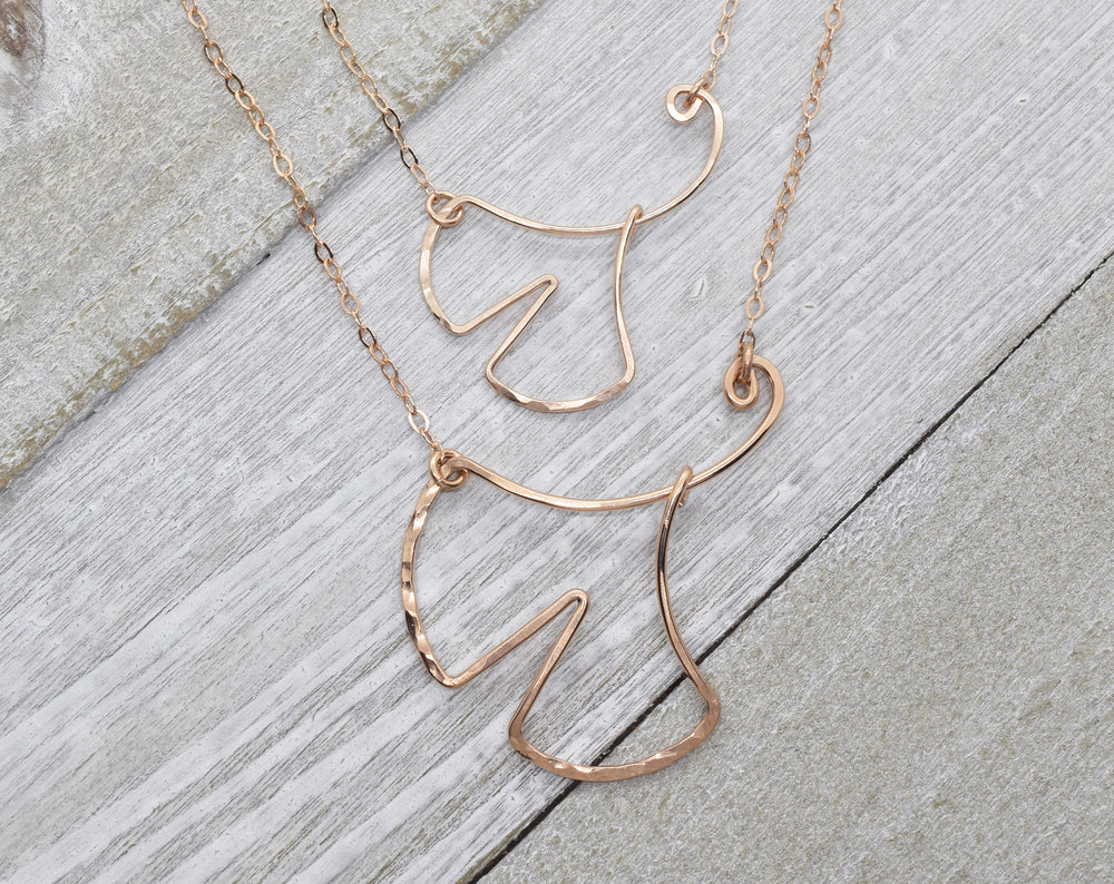Ginkgo Leaf Rose Gold Necklace - Cloverleaf Jewelry