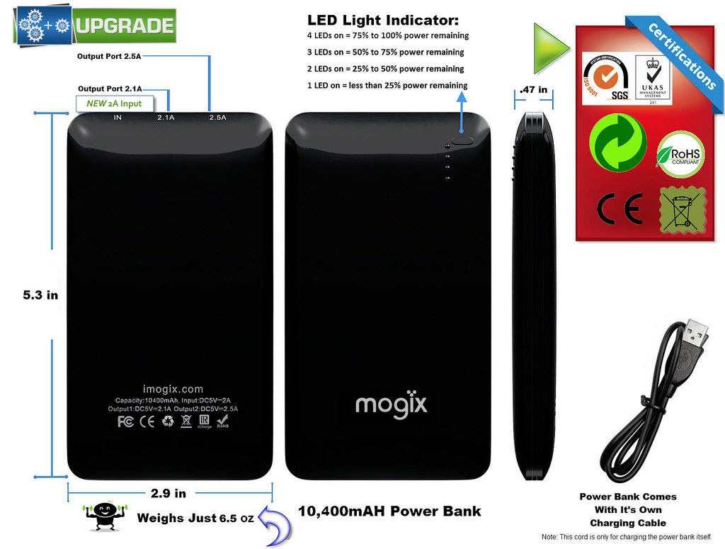 10400mAh External Battery Specs