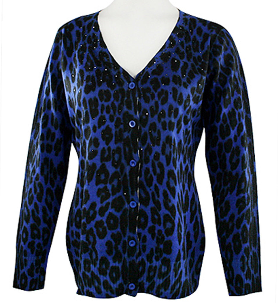 Christine Alexander Black Scatter, Swarovski Crystal V-Neck Blue Leopa ...