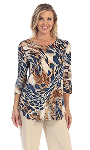 Caribe - Safari Quest, Dual Pockets, Hi-Lo Hem 3/4 Sleeve Scoop Neck ...