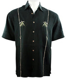 Bamboo Cay - Dual Bamboo, Tropical Style Black Shirt Background Embroidered
