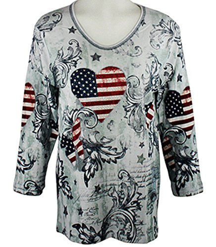 Cactus Bay Apparel - Patchwork USA, Rhinestones, Crew Neck, White ...