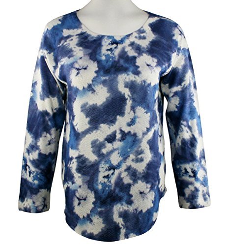 Nally & Millie Blue Tie Dye, Scoop Neck, Long Sleeve Lightweight Knit ...