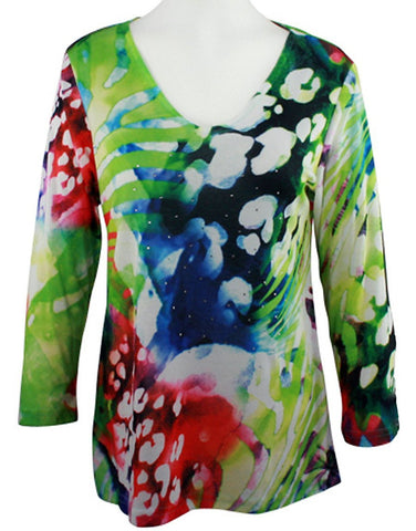 Impulse California - New Bright, 3/4 Sleeve Top with Subtle Rhinestone ...