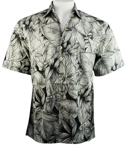 Bamboo Cay - Leaf Cay, Men's Tropical Style Floral Print Button Front ...