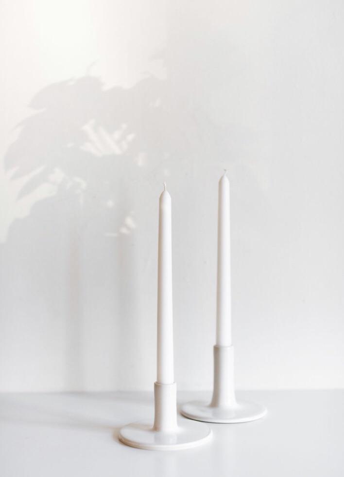 white candle holders