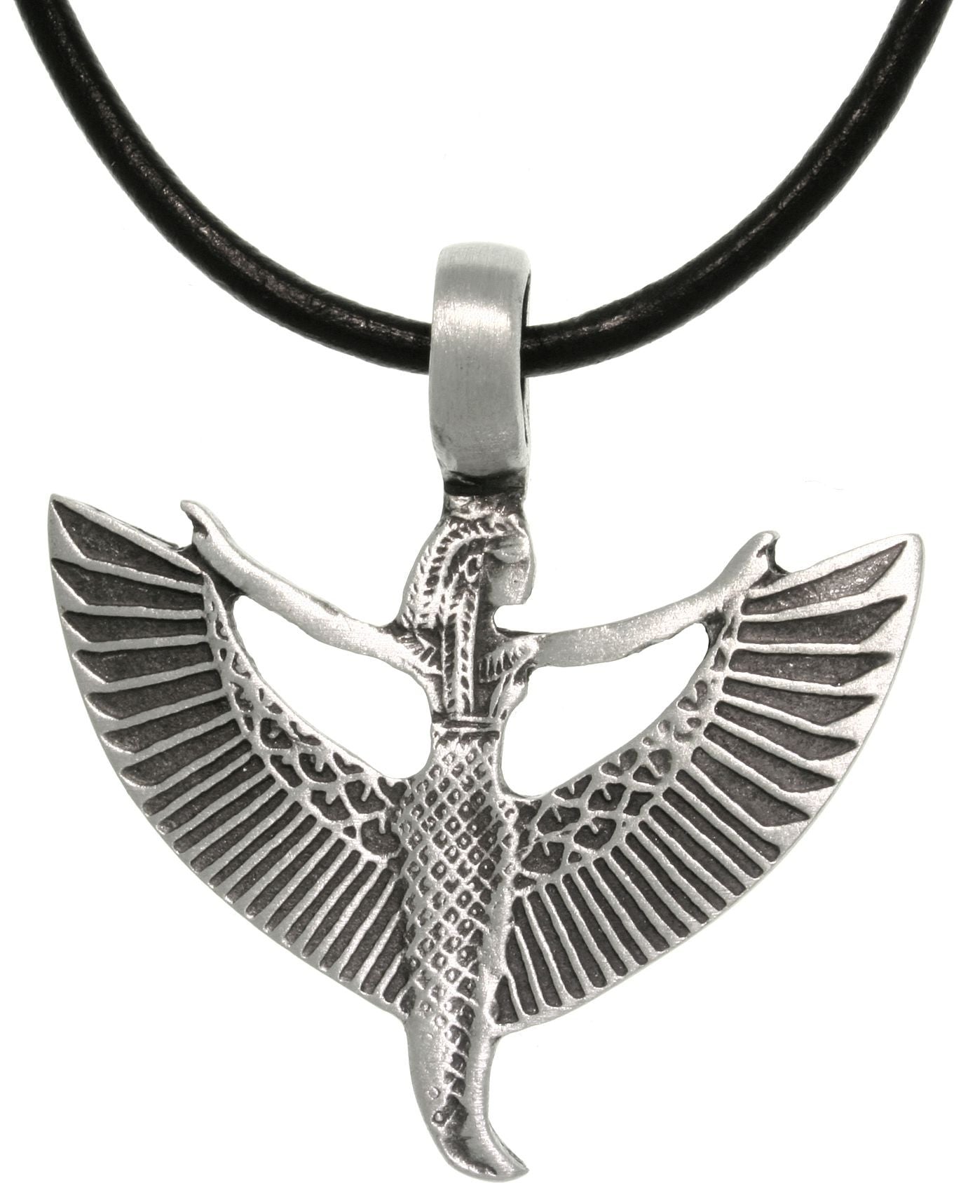 Jewelry Trends Pewter Goddess Maat Egyptian Pendant with 18 Inch Black Jewelry