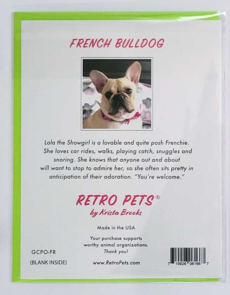 Bulldog Art, Faux LOVE Stamp, 6 Small Greeting Cards