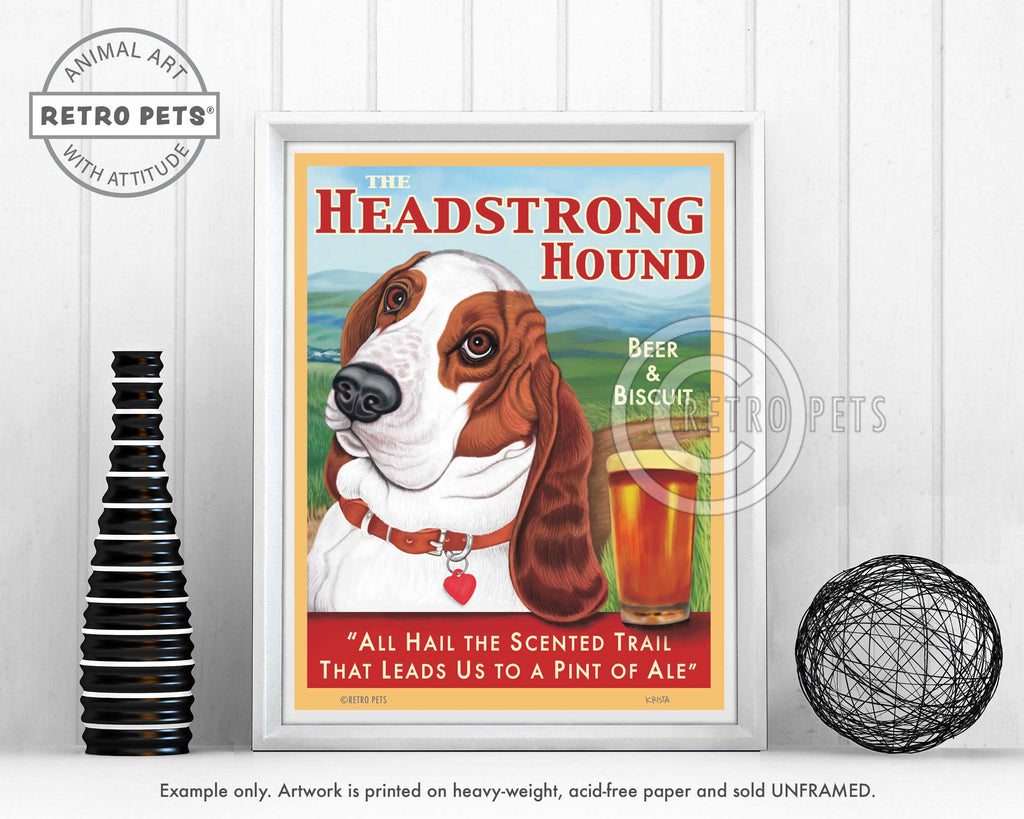 Basset Hound Art "The Headstrong Hound" Art Print by Krista Brooks