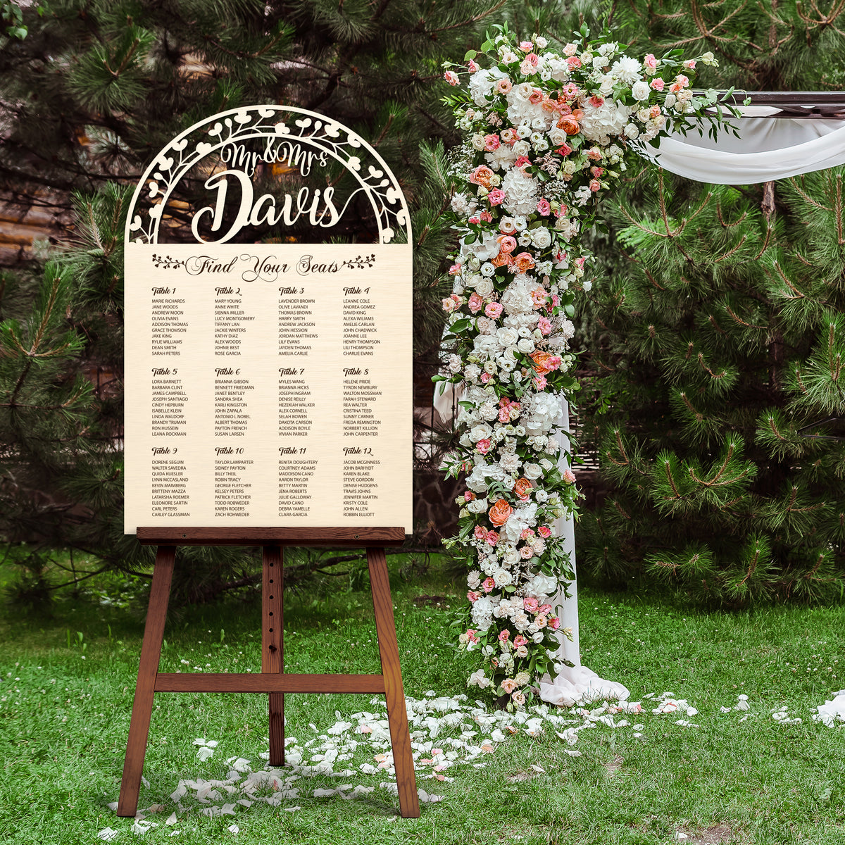 Seating Chart - Double Lines and Nature Couple's Name Cut Out and — Artclick.com