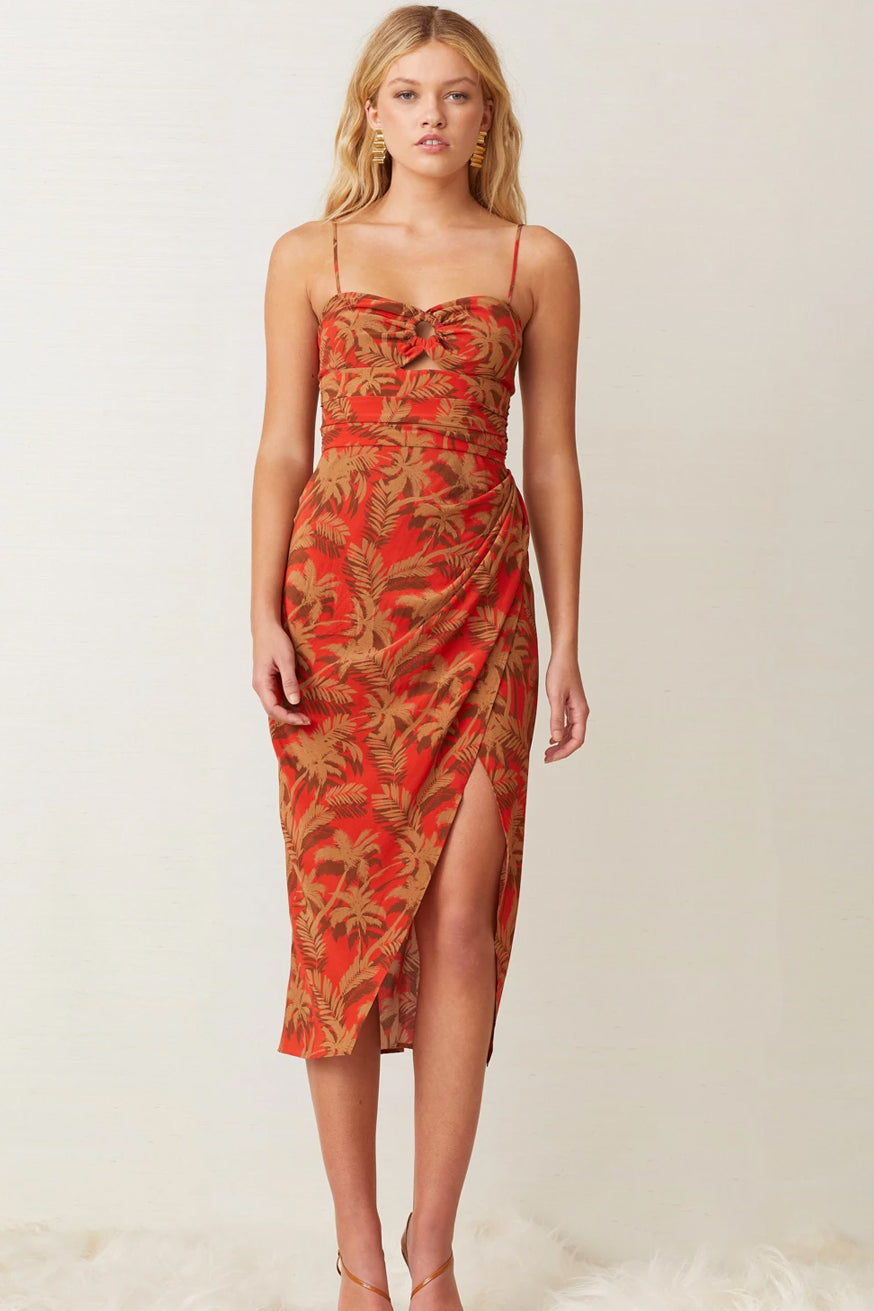 bec and bridge red midi dress