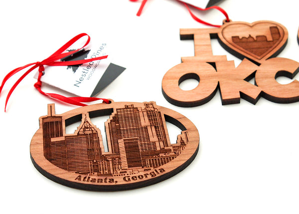 Nestled Pines Woodworking Cityscape Ornaments