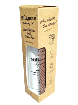 milkman beard wash and recycled plastic comb combo