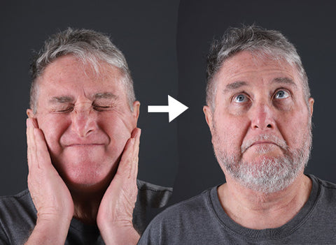 man going from clean shaved to stubble in the first phase of growing his beard