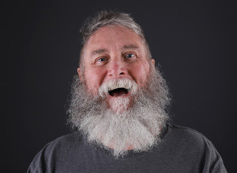 man with a full yeard, a beard grown for 12 months.