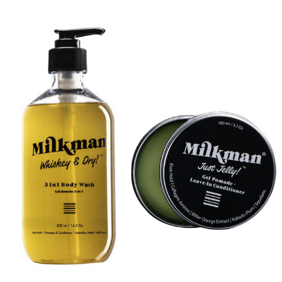 3 in 1 whiskey and dry body wash and gel pomade just jelly combo