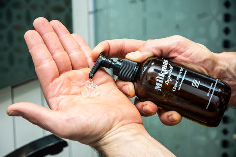 man using milkman clear shave gel