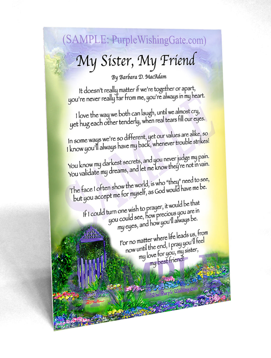 My Sister My Friend Personalized Poem Ts