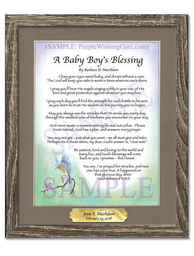 Baby Boy's Blessing: Personalized, Framed Gift! | PurpleWishingGate