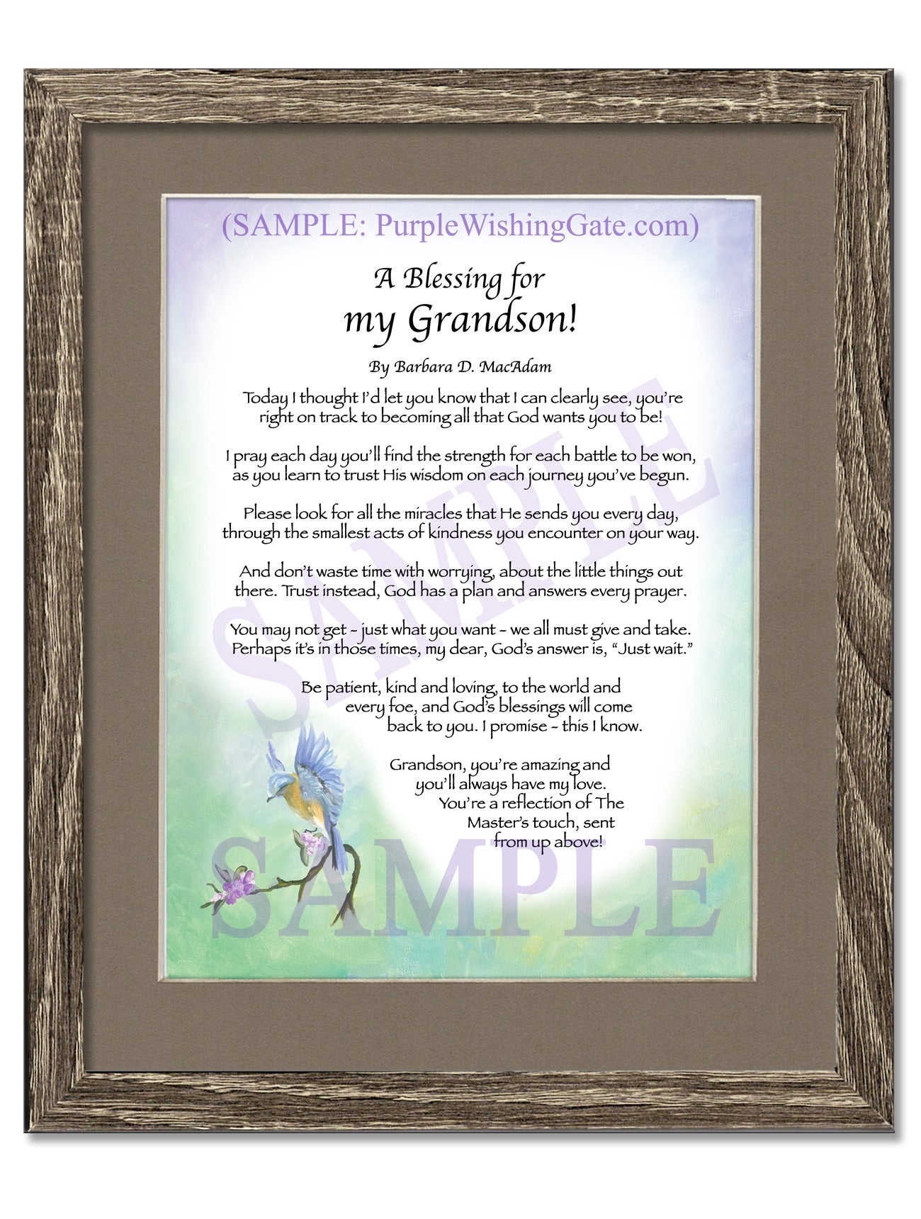 A Blessing for My Grandson: Personalized Gift! | PurpleWishingGate.com