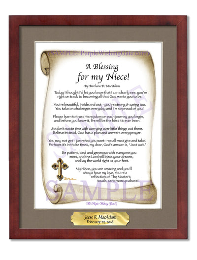 A Blessing for My Niece: Personalized, Framed Gift! | PurpleWishingGate