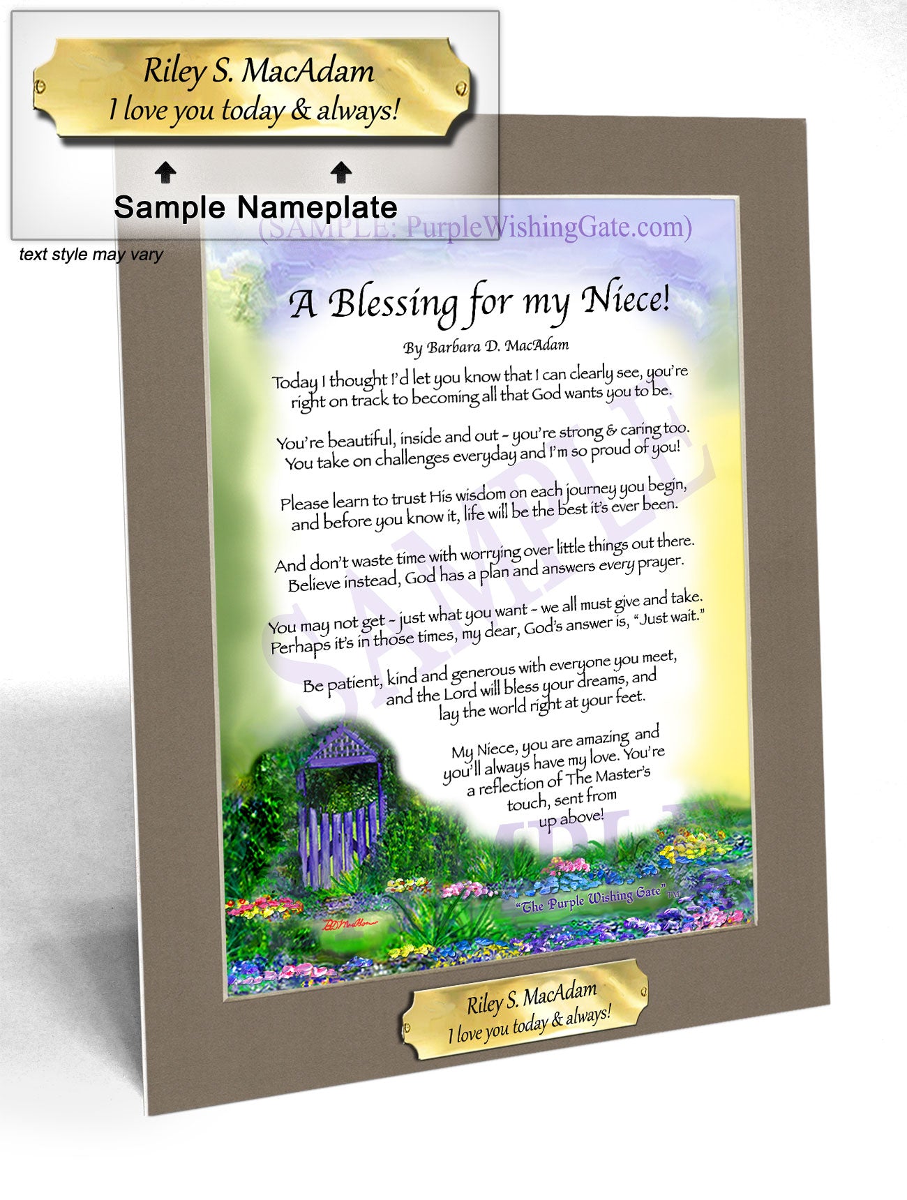 A Blessing for My Niece: Personalized, Framed Gift! | PurpleWishingGate.com