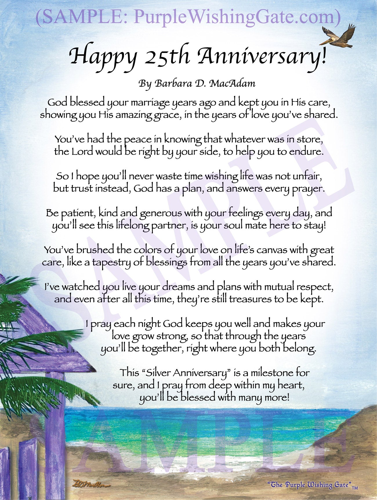 Happy 25th Anniversary Personalized Poem T