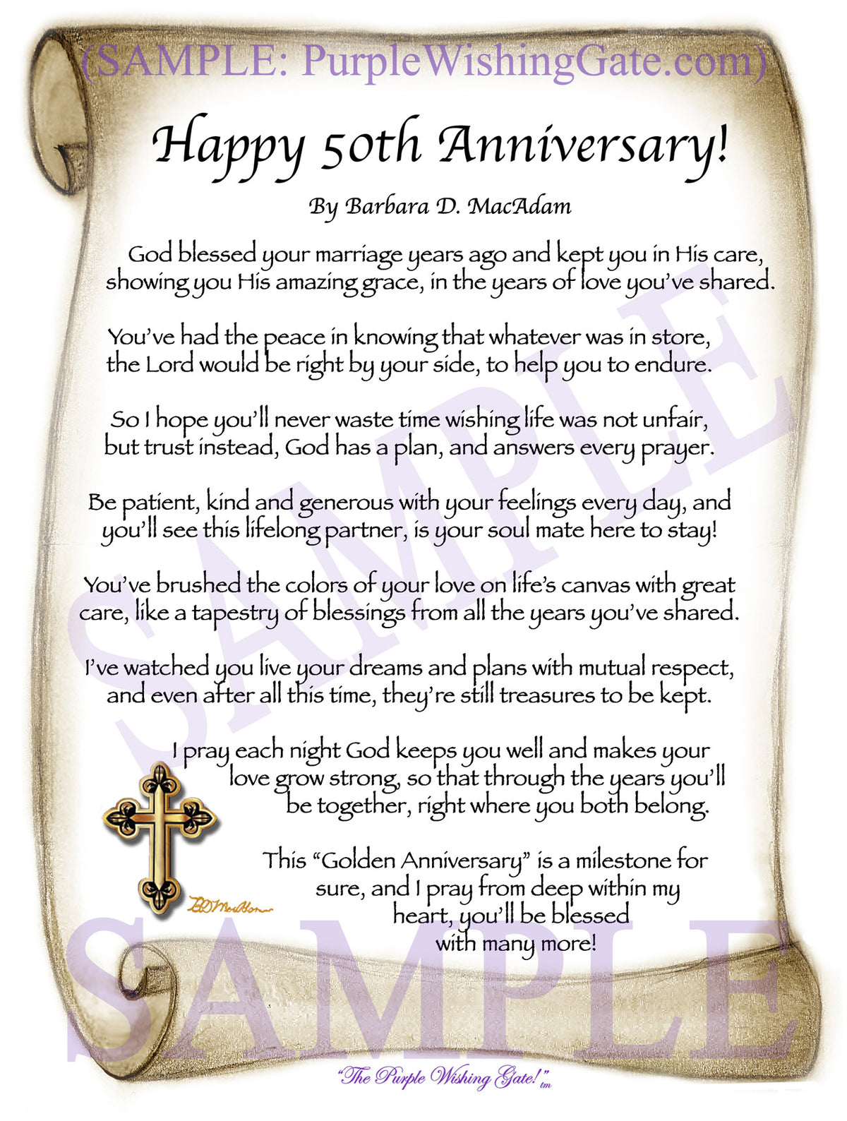 Happy 50th Anniversary Personalized Poem T