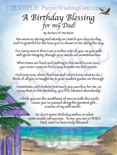 A Birthday Gift for Dad: Personalized Blessing | PurpleWishingGate.com