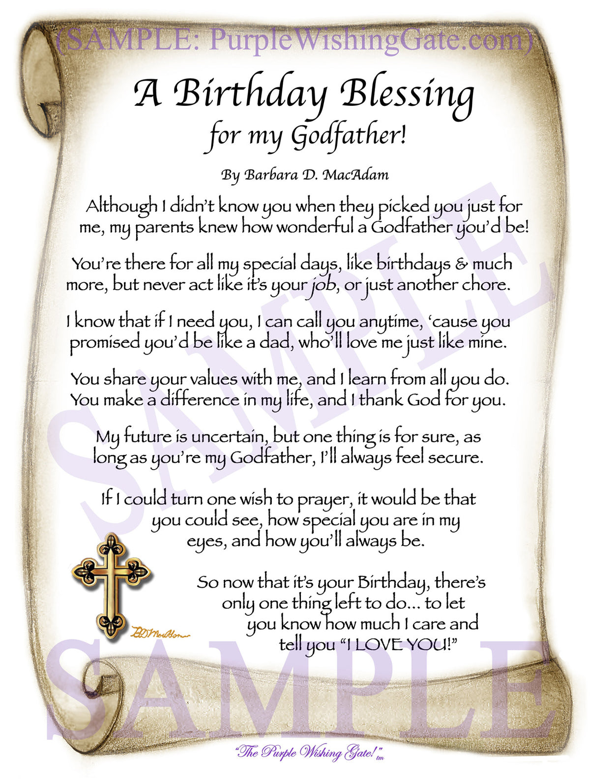 Birthday Gift For Godfather Personalized Blessing Purplewishinggate Purplewishinggate Com
