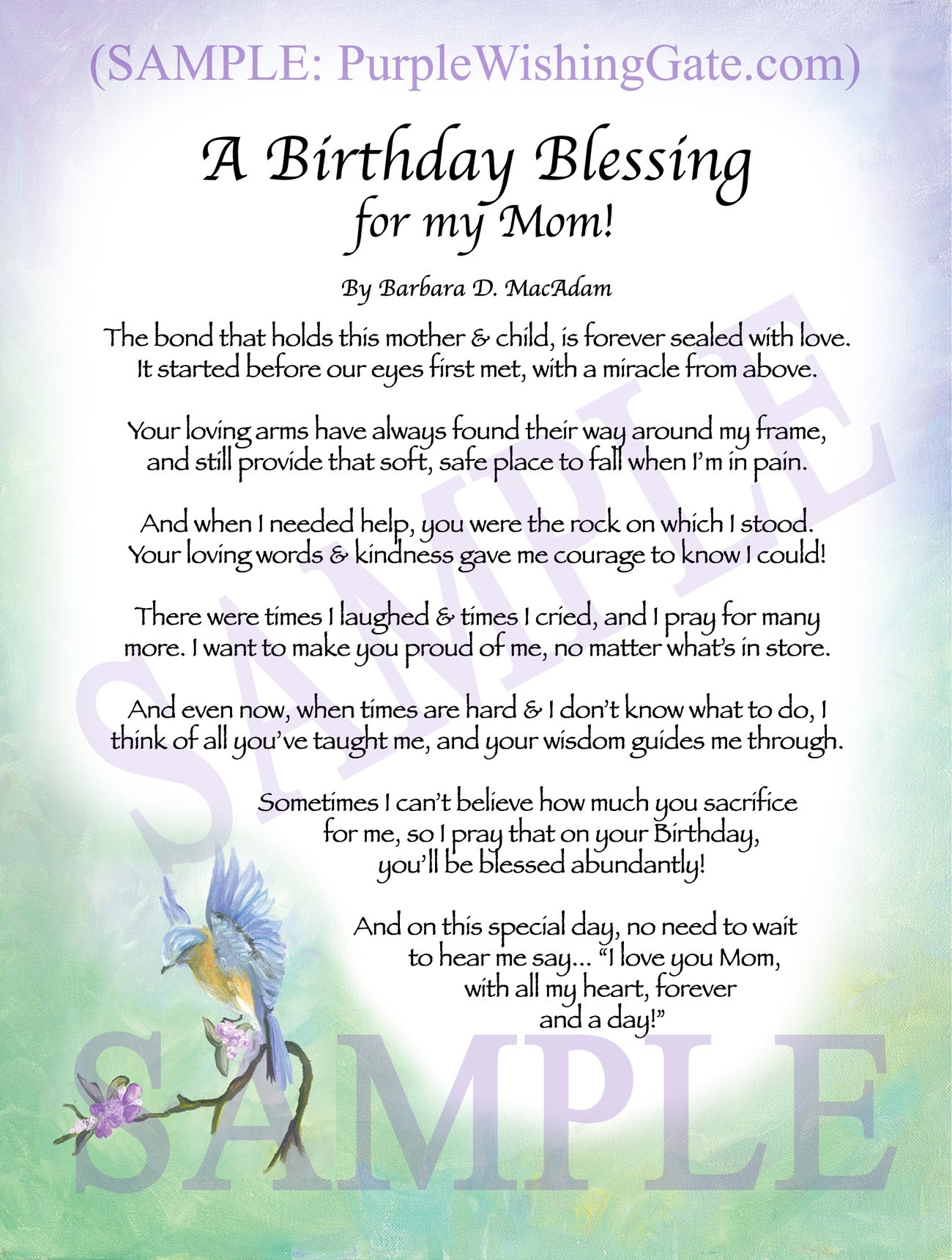 BIRTHDAY BLESSING FOR MY MOM! Frame and Personalize