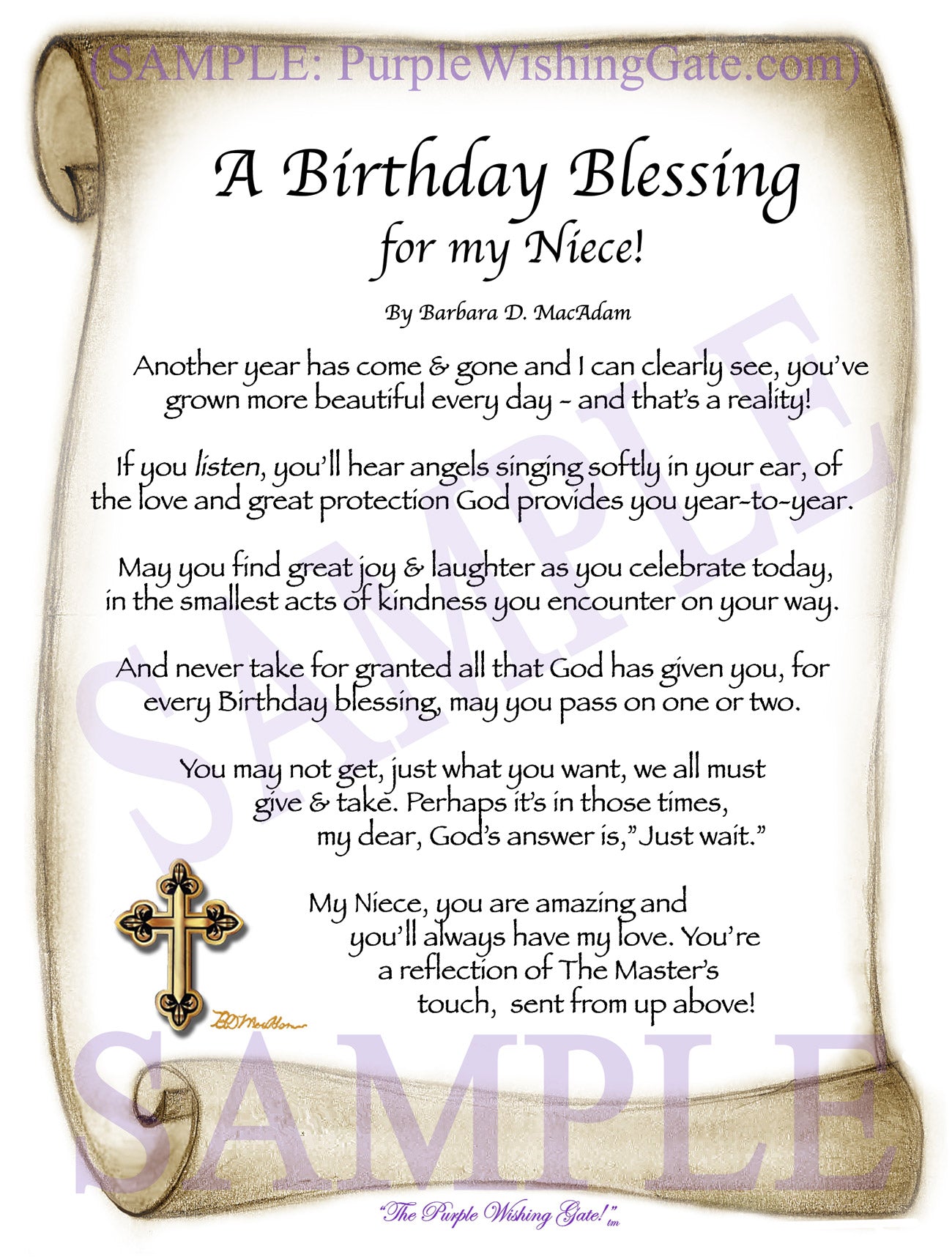 A Birthday Blessing for My Niece: Personalized, Framed Gift