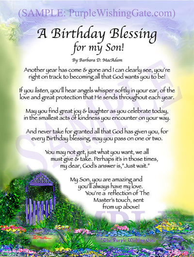 A Birthday Blessing for Son: Personalized Gift | PurpleWishingGate.com