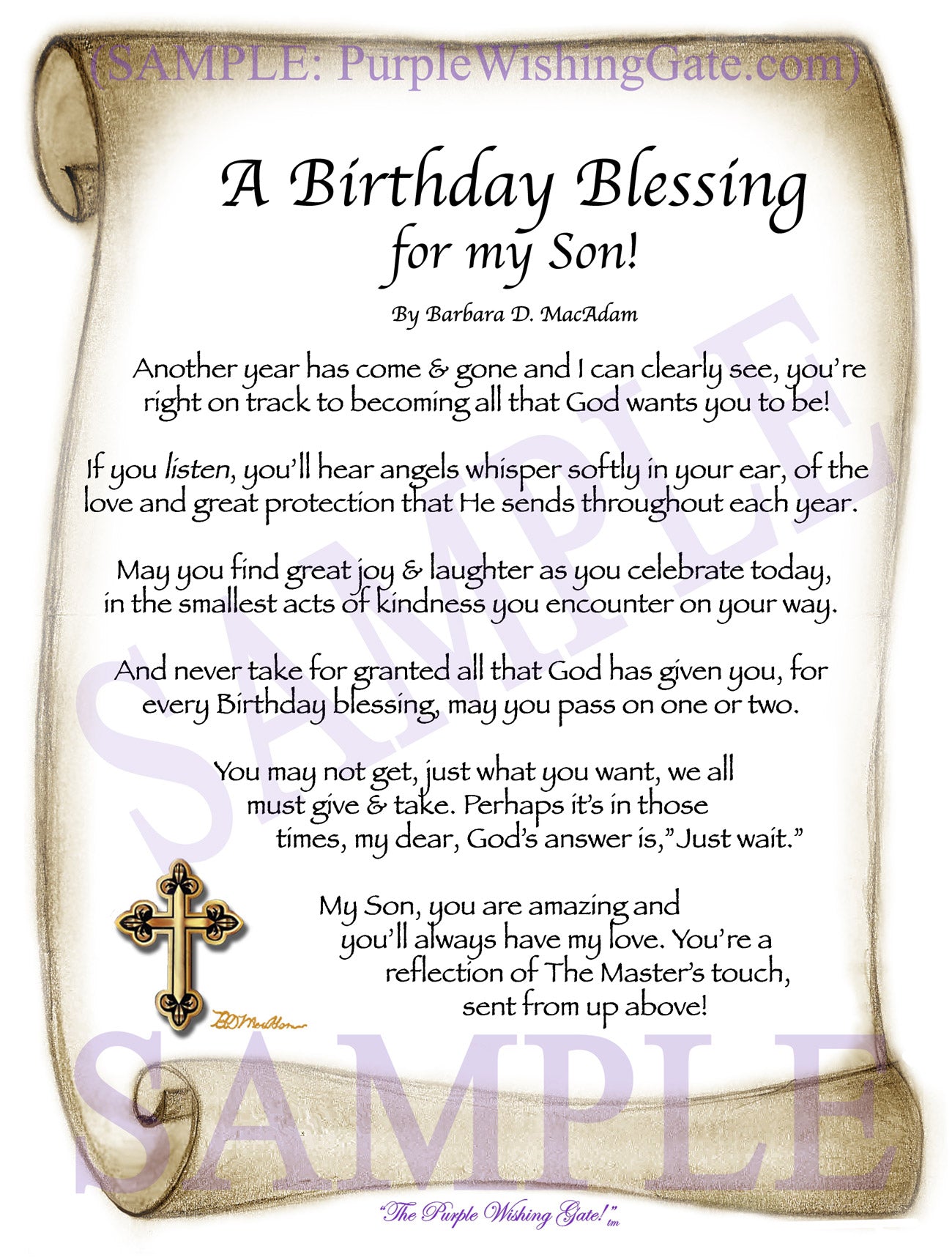 A Sons Birthday Blessing Framed Personalized Ts