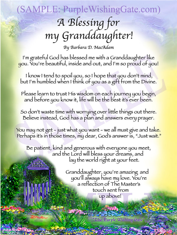 Happy Birthday Granddaughter God Bless You Blessing Gifts For Grandchildren | Purplewishinggate.com