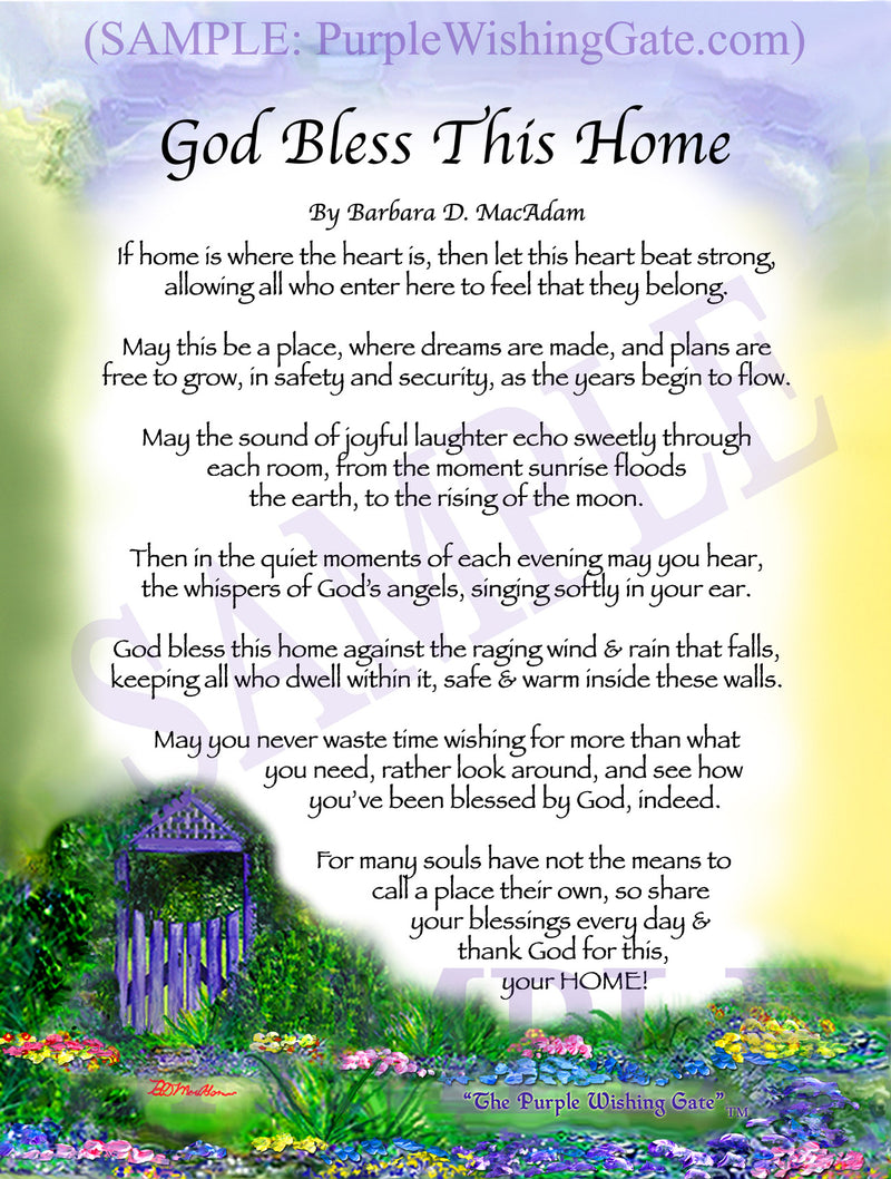 God Bless This Home: Housewarming Poem Gift! | PurpleWishingGate.com