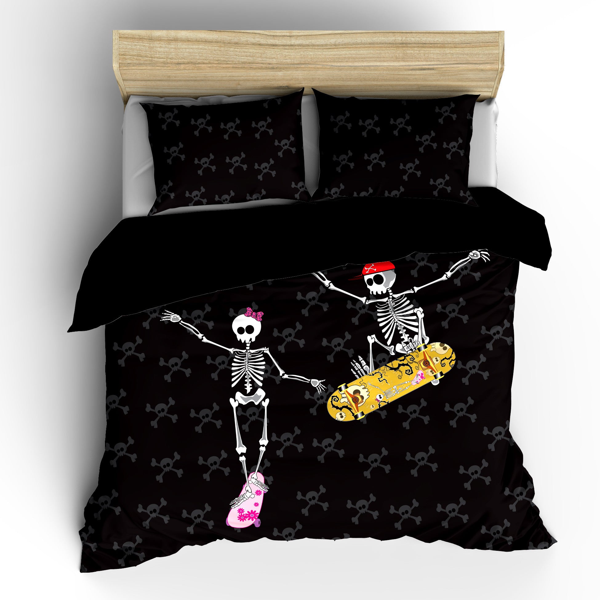 Skateboard Duo Skeletons Designer Bedding Thedezineshop